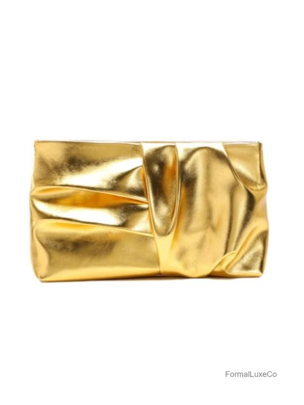 Gold Ruched Clutch Purse Women PU Leather Evening Bag Crossbody